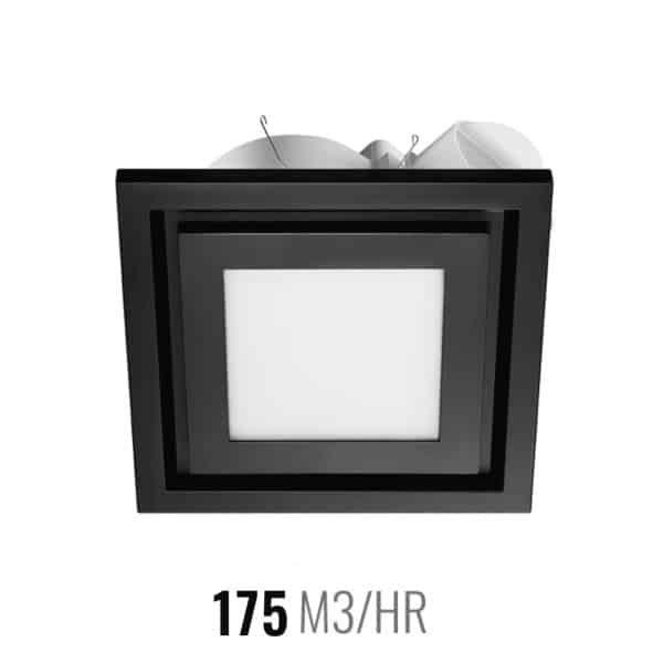Ventair Airbus Sqaure LED Low Profile Ceiling Exhaust Fan 200 Black |  Fansonline Australia