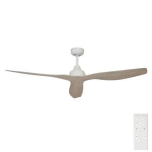 Bahama DC Ceiling Fan with Remote - White with White Wash Timber Look Blades 52"