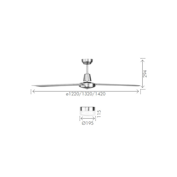Brilliant Atrium Ceiling Fan with Light - 316 Stainless Steel 56"