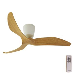 FR 3 Blade Aeratron Ceiling Fan With Remote - DC White & Light Woodgrain 60"