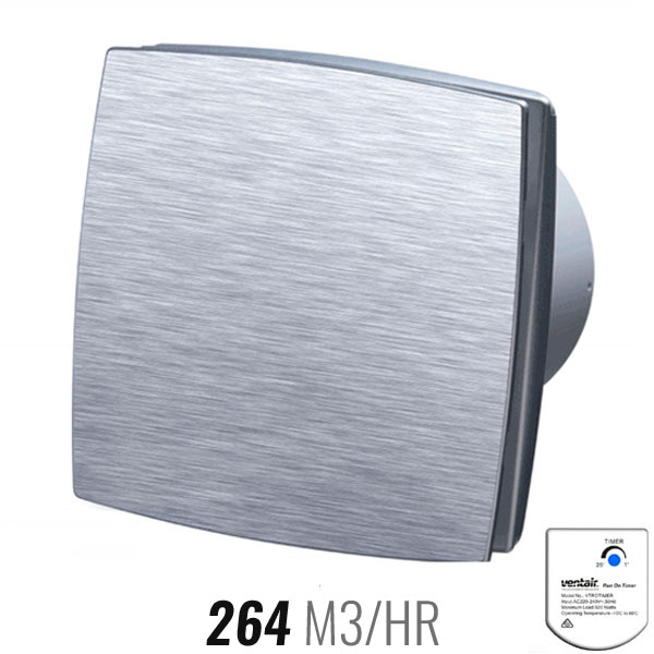 Chico Exhaust Fan 150mm Brushed Aluminium with Timer