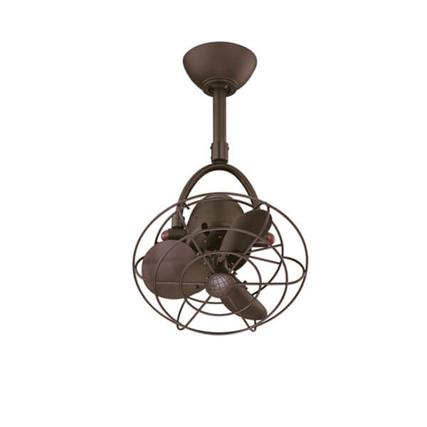 Atlas Diane Ceiling Fan With Cage in Textured Bronze - Metal Blades 13"