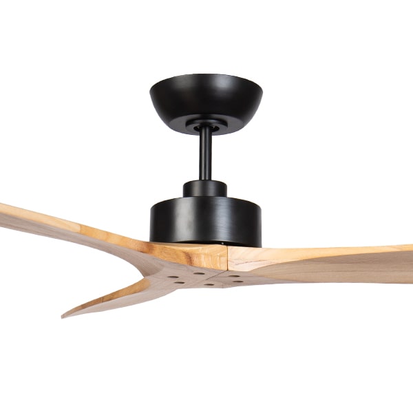 Wynd DC Ceiling Fan With Remote - Matte Black with Handcrafted Natural Timber Blades 54"
