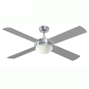 Intercept 2 Ceiling Fan With Light E27 - Brushed Aluminium 52"