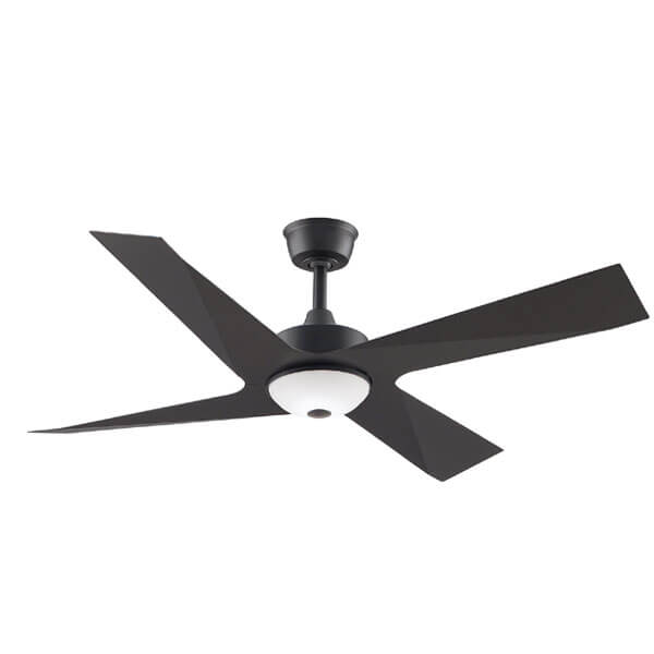 Modn-4 Ceiling Fan with Wall Control and LED Light - Black 52"