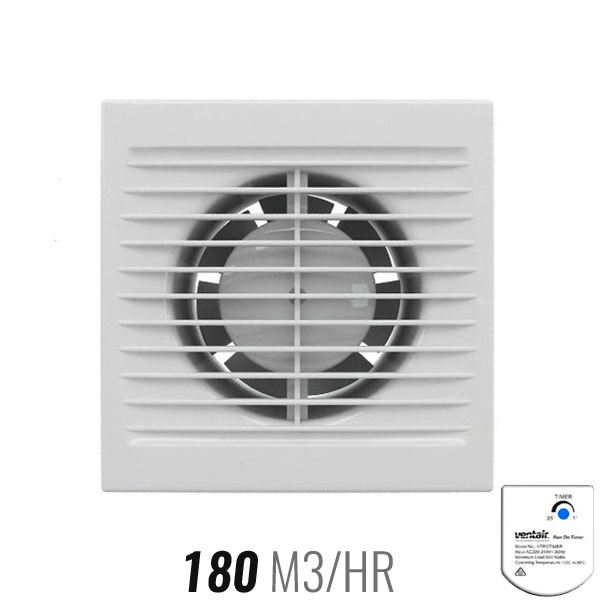 S Series Exhaust Fan 125mm White with Timer
