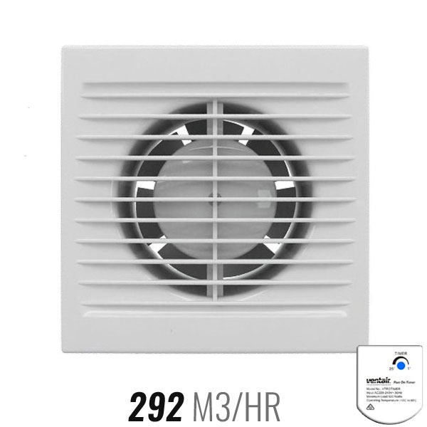 S Series Exhaust Fan 150mm White with Timer
