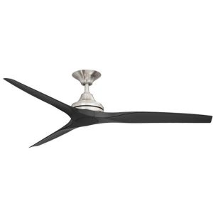 Spitfire V2 60" Brushed Nickel Ceiling Fan with Black Plastic Blades