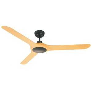 Spyda Ceiling Fan With Wall Control - Matte Black with Bamboo Blades 56"