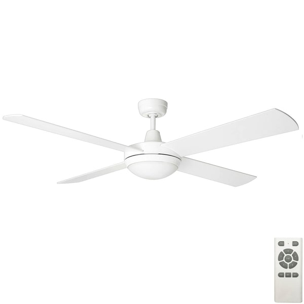 Tempest DC Ceiling Fan With Plywood Blades, Switchable LED light and Remote- White 52"