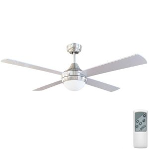 Tempo Ceiling Fan With Light And Remote - Brushed Aluminium 48"