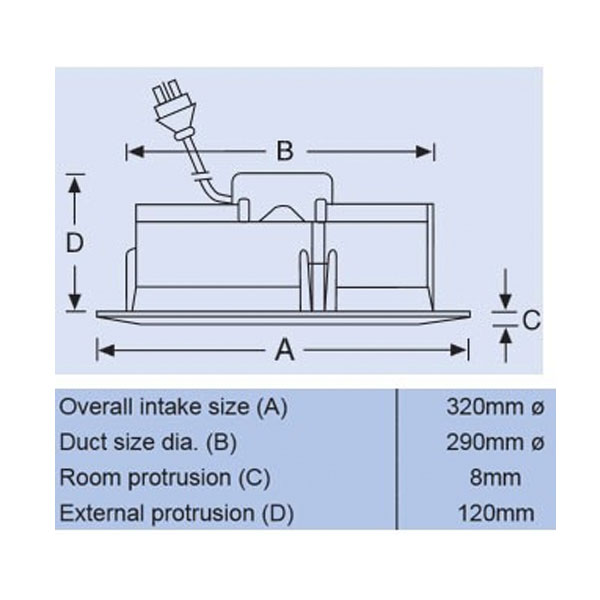 Clipsal Mistral Expressaire Ceiling Exhaust Fan with Closing Blades 250