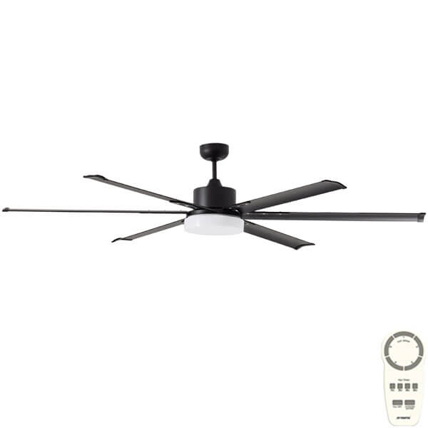 Albatross Large Industrial Style DC Ceiling Fan with CCT LED Light - Matte Black 84"