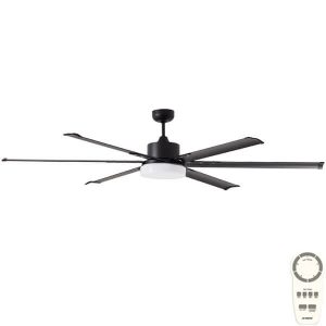 Albatross Large Industrial Style DC Ceiling Fan with CCT LED Light - Matte Black 72"