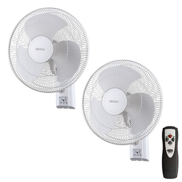Plastic Wall Fan 16″ with Remote Control - White **PACK OF 2
