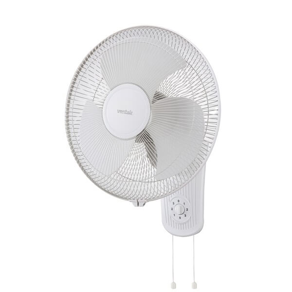 Plastic Wall Fan 16″ with Pull Cord - White