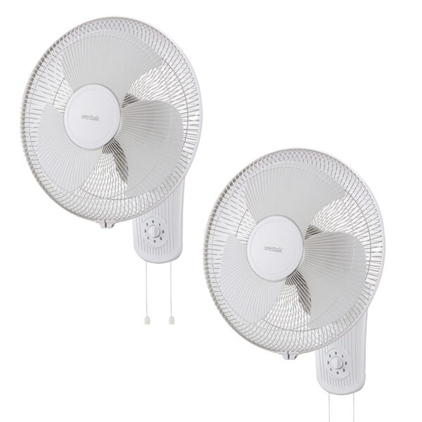Plastic Wall Fan 16″ with Pull Cord - White **PACK OF 2