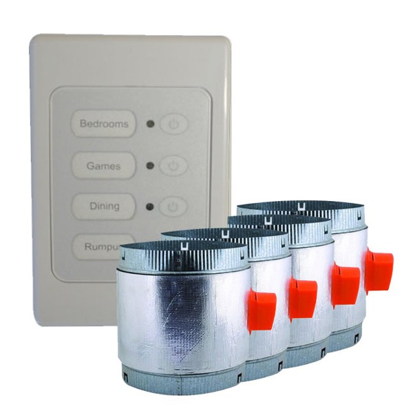 Electronic Zoning Kit for 4 Rooms - 150mm Dampers