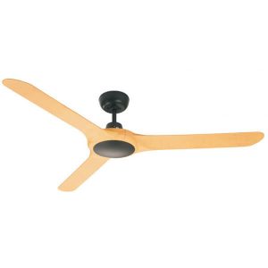 Spyda Ceiling Fan With Wall Control - Matte Black with Bamboo Blades 62″