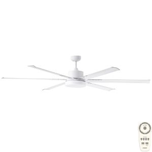 Albatross Large Industrial Style DC Ceiling Fan with CCT LED Light - White 72"