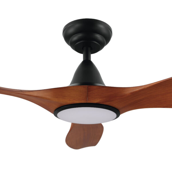 Noosa DC CCT LED Ceiling Fan With Remote - Black With Teak Blades 52"