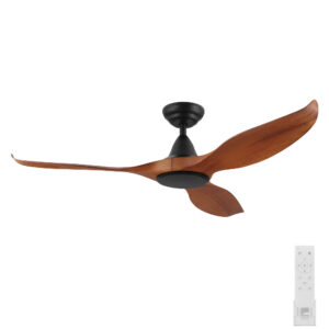 Noosa DC Ceiling Fan with Remote - Black with Teak Blades 52"