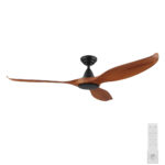 Noosa DC Ceiling Fan with Remote - Black with Teak Blades 60"