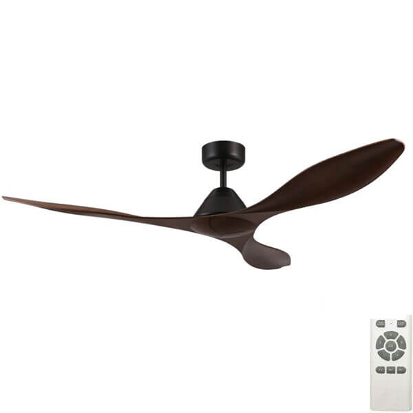 Nevis DC Ceiling Fan With Remote - Black with Aged Elm Blades 52"