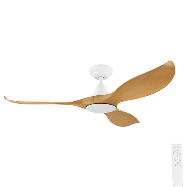 Noosa DC Ceiling Fan with Remote - White with Bamboo Blades 52"