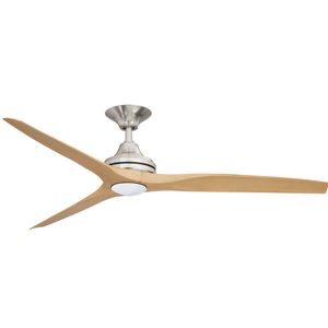 Spitfire V2 Ceiling Fan with LED Light - Brushed Nickel with Natural Plastic Blades 60"