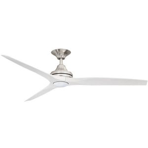 Spitfire V2 Ceiling Fan with LED Light - Brushed Nickel with White Washed Plastic Blades 60"