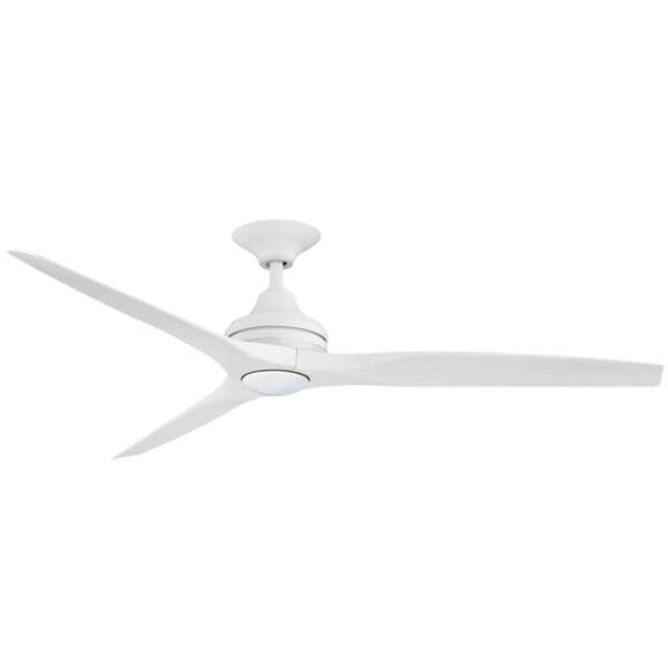 Spitfire V2 Ceiling Fan with LED Light- Matte White With White Wash Plastic Blades 60"