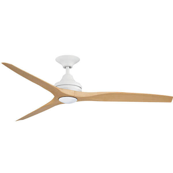 Spitfire V2 Ceiling Fan With LED Light - Matte White With Natural Plastic Blades 60"