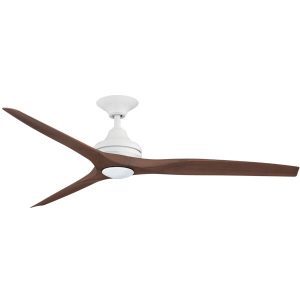 Spitfire V2 Ceiling Fan with LED Light- Matte White With Walnut Plastic Blades 60"