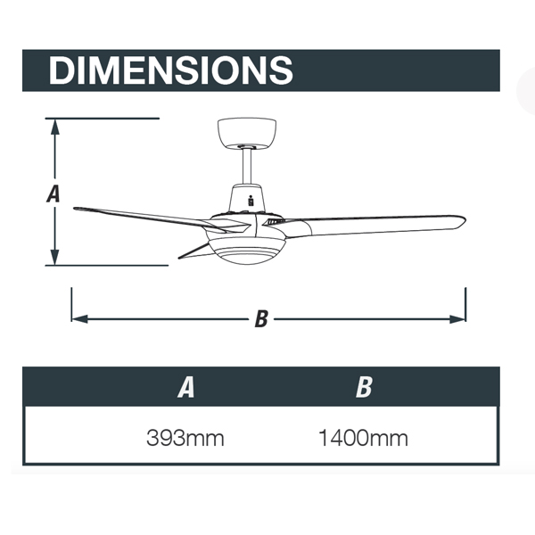 Spyda Ceiling Fan with Dimmable CCT LED Light - White 56"