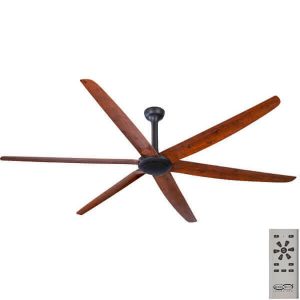 The Big Fan DC Ceiling Fan with Remote - Matte Black and Natural Oak Blades 86"