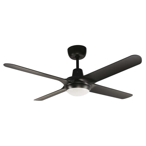 Spyda 4 Blade Ceiling Fan with Dimmable CCT LED Light - Matte Black 56"