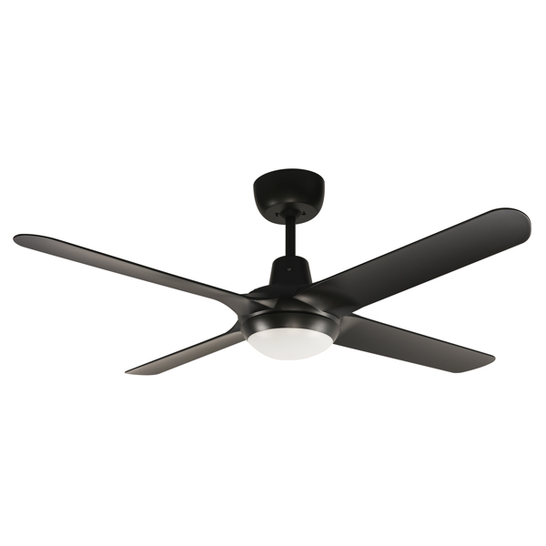 Spyda 4 Blade Ceiling Fan with Dimmable CCT LED Light - Matte Black 50"