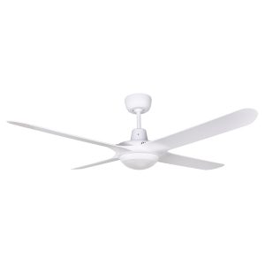 Spyda 4 Blade Ceiling Fan with Dimmable CCT LED Light - Satin White 50"