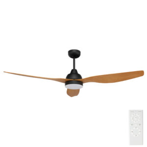 Bahama Smart DC Ceiling Fan with CCT LED Light & Remote - Black with Maple Blades 52"