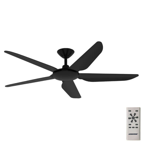 Airborne Storm DC Ceiling Fan with Remote - Black 52"