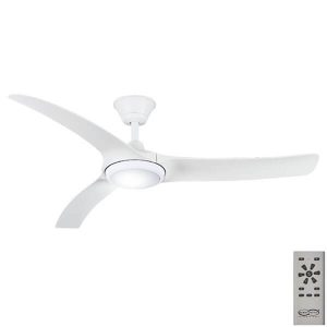 Aqua IP66 Rated DC Ceiling Fan with CCT LED Light - White 52"