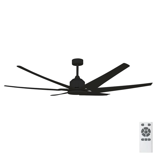 Hercules ABS Large Industrial Style DC Ceiling Fan with ABS blades - Black 82"