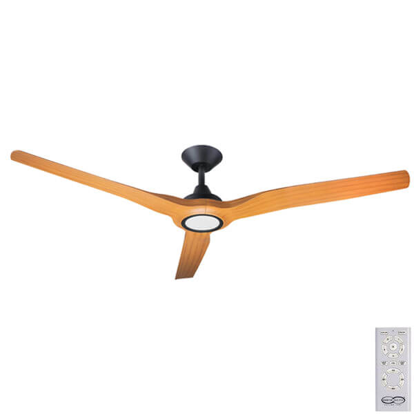 Radical II DC Ceiling Fan with LED Light and Remote - Black with Bamboo Blades 60"