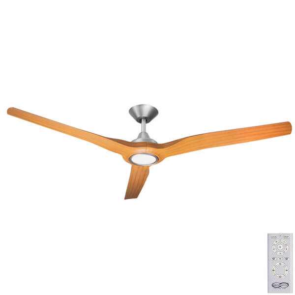 Radical II DC Ceiling Fan with LED Light and Remote - Brushed Aluminium and Bamboo Blades 60"