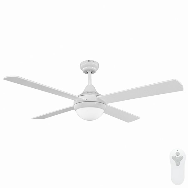 Tempo Ceiling Fan with Light and Remote - White 52"
