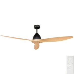 Canyon DC Ceiling Fan with Remote - Black with Oak Blades 56"