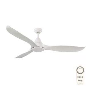 Wave DC Ceiling Fan with LED Light & Remote - Satin White 52"