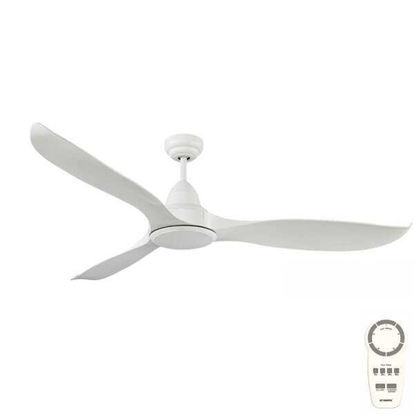 Wave DC Ceiling Fan with LED Light & Remote - Satin White 60"
