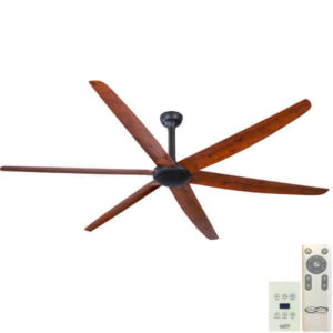 The Big Fan V2 DC Ceiling Fan - Matte Black and Natural Oak Blades 86" (Remote and Wall Control)